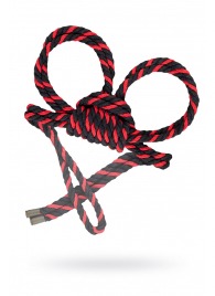 Черно-красные наручники-оковы ’’Узел-омега’’ из хлопковой веревки - Pecado - купить с доставкой в Евпатории