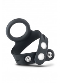 Черное эрекционное кольцо с подхватом мошонки на кнопках VS6 - Blush Novelties - в Евпатории купить с доставкой