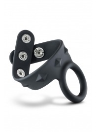 Черное эрекционное кольцо с подхватом мошонки на кнопках VS6 - Blush Novelties - в Евпатории купить с доставкой