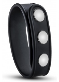 Черное эрекционное кольцо на кнопках - Blush Novelties - в Евпатории купить с доставкой