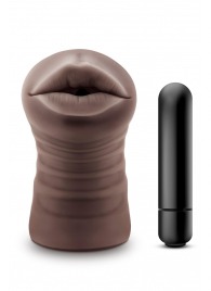 Коричневый мастурбатор-ротик Krystal Vibrating Masturbator - Blush Novelties - в Евпатории купить с доставкой