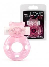 Розовое эрекционное виброкольцо в форме мишки - 1137 - в Евпатории купить с доставкой