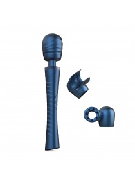 Синий вибромассажёр с насадками Man.wand Edgy - Manwan - в Евпатории купить с доставкой