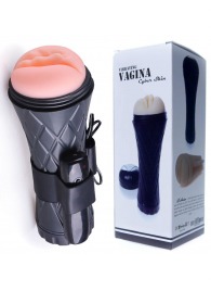 Телесный мастурбатор-вагина в черной колбе с вибрацией - Boys of Toys - в Евпатории купить с доставкой