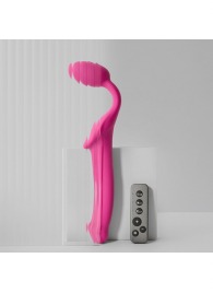 Ярко-розовый безремневой страпон Strap-on-me Vibrating Bendable Strap-On size M - Strap-on-me - купить с доставкой в Евпатории