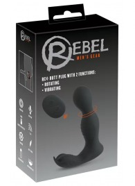 Черная анальная пробка с вибрацией, вращением и пультом ДУ RC Butt Plug with 2 Functions - Orion - в Евпатории купить с доставкой