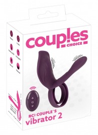 Фиолетовая насадка на член с клиторальным отростком и пультом ДУ RC Couple’s Vibrator 2 - Orion - в Евпатории купить с доставкой
