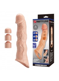 Телесный фаллоудлинитель с 3 вставками - 28 см. - Baile - в Евпатории купить с доставкой
