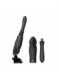 Черная секс-машина с функцией нагрева, насадками и присоской Sesh - Zalo - купить с доставкой в Евпатории