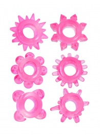 Набор из 6 розовых эрекционных колец с различным рельефом - Erowoman-Eroman - в Евпатории купить с доставкой