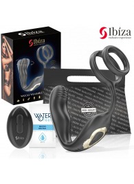 Черная анальная пробка с вращением и эрекционными кольцами - Ibiza - в Евпатории купить с доставкой