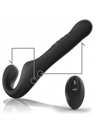Черный безремневой страпон с вибрацией и возвратно-поступательными движениями - 24 см. - Ibiza - купить с доставкой в Евпатории