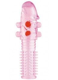 Гелевая розовая насадка с шариками и шипами - 14 см. - ToyFa - в Евпатории купить с доставкой