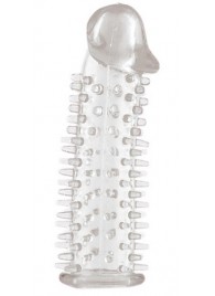 Прозрачная насадка на половой член с закрытой головкой и шипами - 12,5 см. - Toyfa Basic - в Евпатории купить с доставкой