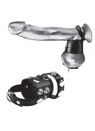 Утяжка на пенис и мошонку Cock Ring With 1.5  Ball Stretcher And Optional Weight Ring - BlueLine - купить с доставкой в Евпатории