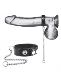 Утяжка на пенис с поводком Snap Cock Ring With 12  Leash - BlueLine - купить с доставкой в Евпатории