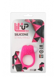 Розовое эрекционное кольцо с щеточкой LIT-UP SILICONE STIMU RING 5 - Dream Toys - в Евпатории купить с доставкой