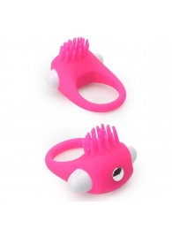 Розовое эрекционное кольцо с щеточкой LIT-UP SILICONE STIMU RING 5 - Dream Toys - в Евпатории купить с доставкой