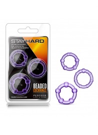 Набор из 3 фиолетовых эрекционных колец Stay Hard Beaded Cockrings - Blush Novelties - в Евпатории купить с доставкой