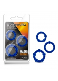 Набор из 3 синих эрекционных колец Stay Hard Beaded Cockrings - Blush Novelties - в Евпатории купить с доставкой