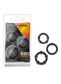 Набор из 3 чёрных эрекционных колец Stay Hard Beaded Cockrings - Blush Novelties - в Евпатории купить с доставкой