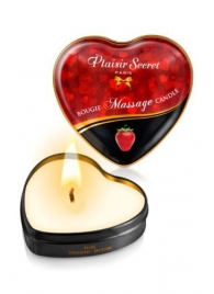 Массажная свеча с ароматом клубники Bougie Massage Candle - 35 мл. - Plaisir Secret - купить с доставкой в Евпатории
