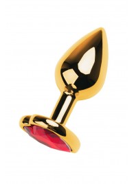 Золотистая анальная пробка с кристаллом-сердцем - 7,5 см. - ToyFa - купить с доставкой в Евпатории