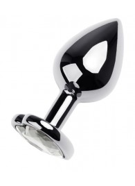 Серебристая анальная пробка с прозрачным кристаллом-сердцем - 8 см. - ToyFa - купить с доставкой в Евпатории