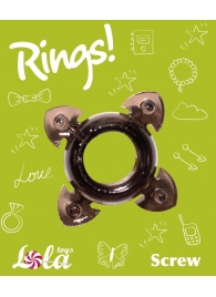 Чёрное эрекционное кольцо Rings Screw - Lola Games - в Евпатории купить с доставкой