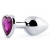 Серебристая анальная пробка с фиолетовым кристаллом-сердечком - 8 см. - Anal Jewelry Plug - купить с доставкой в Евпатории