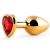 Золотистая анальная пробка с красным стразом-сердечком - 8 см. - Anal Jewelry Plug - купить с доставкой в Евпатории