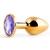 Золотистая анальная пробка с фиолетовым стразом - 7,2 см. - Anal Jewelry Plug - купить с доставкой в Евпатории