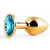Золотистая анальная пробка с голубым стразом - 7,2 см. - Anal Jewelry Plug - купить с доставкой в Евпатории