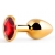 Золотистая анальная пробка с красным стразом - 7,2 см. - Anal Jewelry Plug - купить с доставкой в Евпатории
