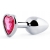 Серебристая анальная пробка с розовым кристаллом-сердечком - 7 см. - Anal Jewelry Plug - купить с доставкой в Евпатории