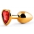 Золотистая анальная пробка с красным стразом-сердечком - 7 см. - Anal Jewelry Plug - купить с доставкой в Евпатории