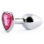 Серебристая анальная пробка с малиновым кристаллом-сердечком - 7 см. - Anal Jewelry Plug - купить с доставкой в Евпатории