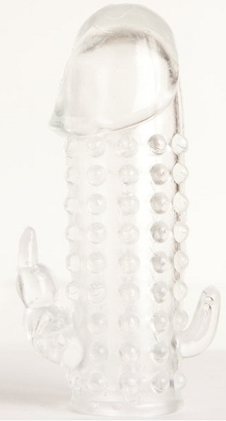 Гелевая прозрачная насадка с 2 отростками - 13 см. - Toyfa Basic - в Евпатории купить с доставкой