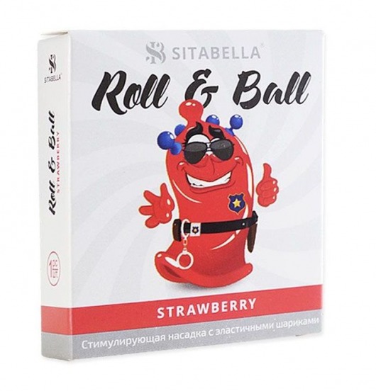 Стимулирующий презерватив-насадка Roll   Ball Strawberry - Sitabella - купить с доставкой в Евпатории