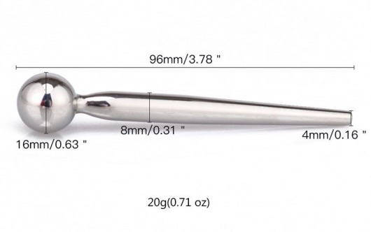 Гладкий металлический уретральный плаг с шариком - 9,6 см. - Notabu - купить с доставкой в Евпатории
