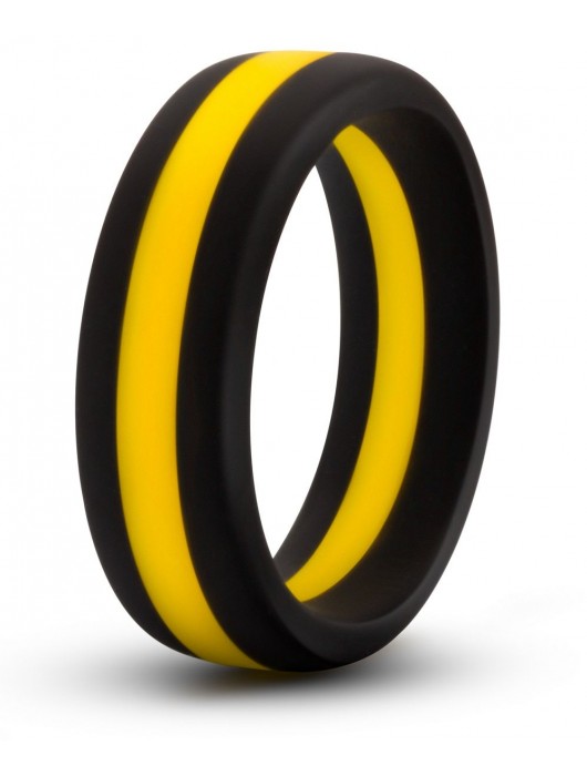 Черно-желтое силиконовое эрекционное кольцо Silicone Go Pro Cock Ring - Blush Novelties - в Евпатории купить с доставкой