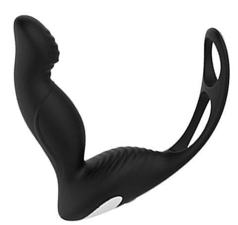 Черный вибромассажер простаты P-PLEASER W ERECTION ENHANCE - Dream Toys - в Евпатории купить с доставкой