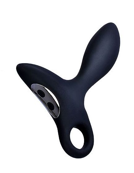 Черный силиконовый анальный вибромассажер Erokey с колечком-ограничителем - Erokay - в Евпатории купить с доставкой
