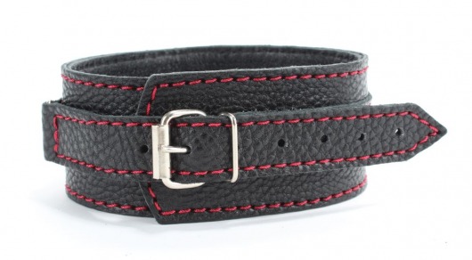 Черный ошейник из натуральной кожи с шипами и D-колечком - БДСМ Арсенал - купить с доставкой в Евпатории