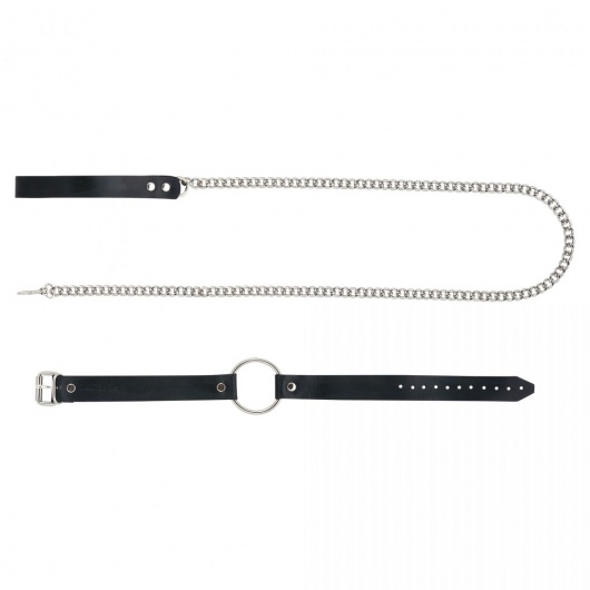 Черный поводок и чокер с кольцом Rada - Rebelts - купить с доставкой в Евпатории