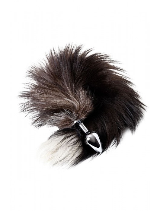 Серебристая металлическая анальная втулка с хвостом чернобурой лисы - размер S - ToyFa - купить с доставкой в Евпатории