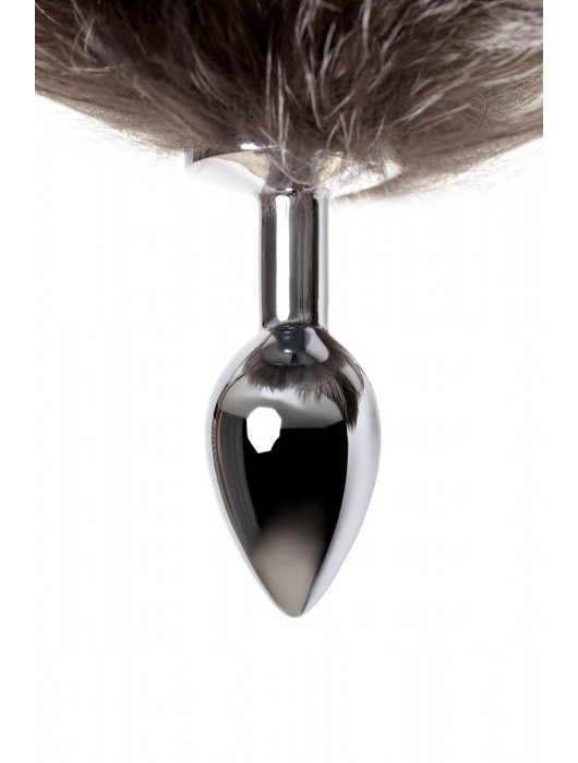 Серебристая металлическая анальная втулка с хвостом чернобурой лисы - размер S - ToyFa - купить с доставкой в Евпатории