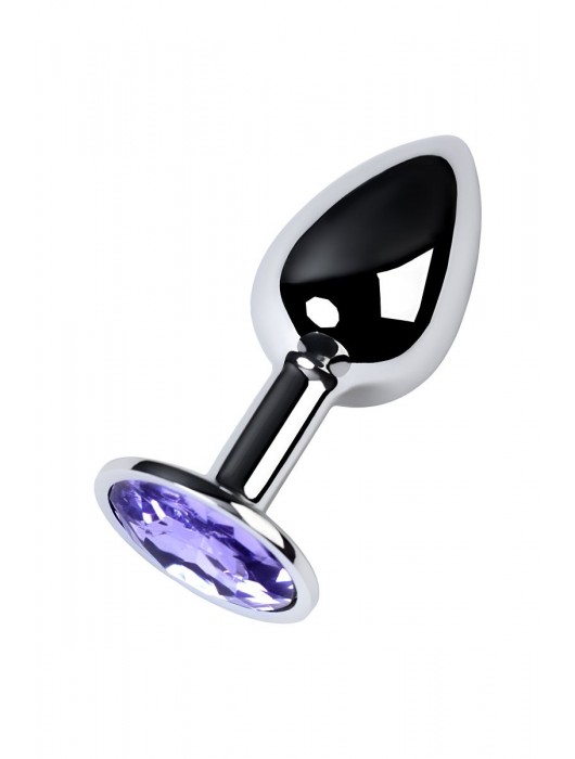 Серебристая конусовидная анальная пробка с фиолетовым кристаллом - 7 см. - ToyFa - купить с доставкой в Евпатории