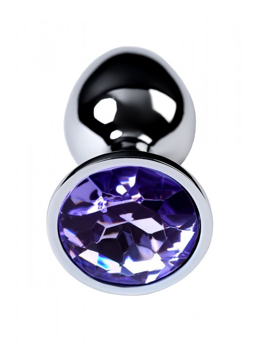 Серебристая конусовидная анальная пробка с фиолетовым кристаллом - 7 см. - ToyFa - купить с доставкой в Евпатории