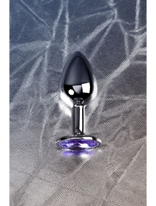 Серебристая конусовидная анальная пробка с фиолетовым кристаллом - 7 см. - ToyFa - купить с доставкой в Евпатории